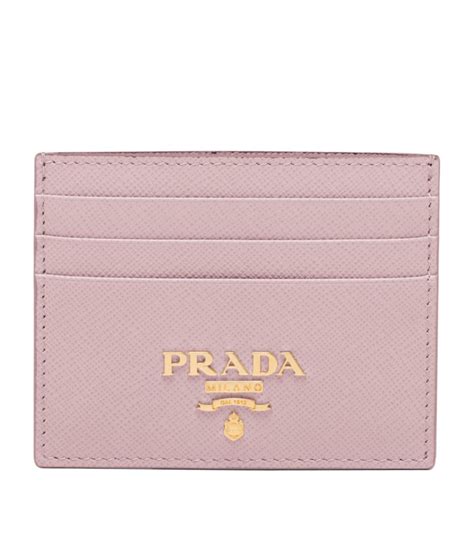 prada pouch card holder vitello gold tone pink|Prada Saffiano Leather Card Holder .